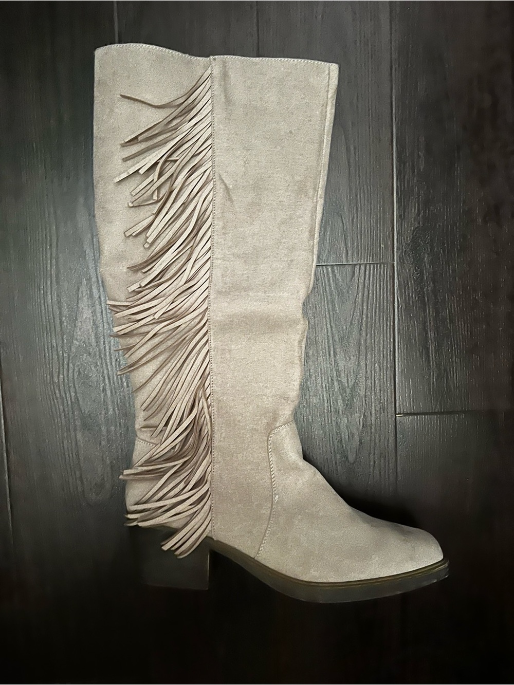 Kohl's Beige Fringe Knee-High Heeled Boot